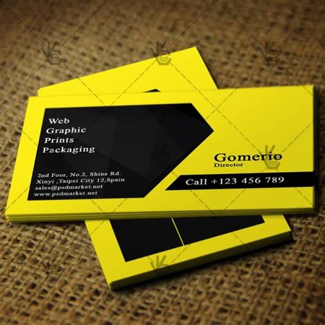 Stylish red theme business card template design. Yellow&Black Business Card - Free PSD Template