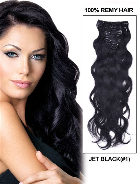 Jet Black1 Body Wave Premium Clip In Hair Extensions 7 Pieces