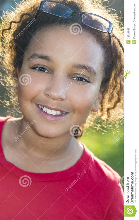 Happy Mixed Race African American Girl Child Stock Image Image Of
