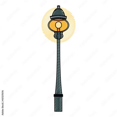 Street Lamp Illumination Lantern Bulb Light Vector Illustration Stock