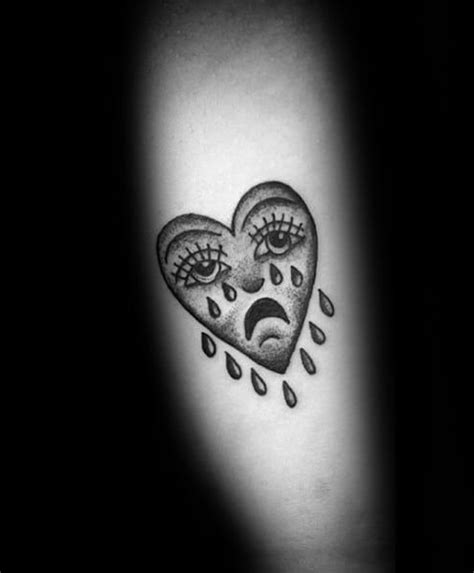 50 Crying Heart Tattoo Designs For Men Cool Ink Ideas Traditional
