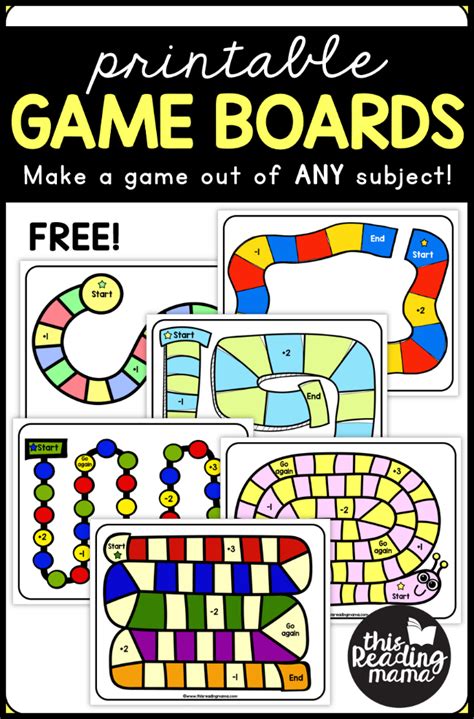 Printable Game Boards For Any Subject This Reading Mama Printable