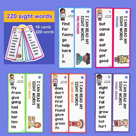 220 Sight Words English Flash Cards Pocket Cards Games Homeschool