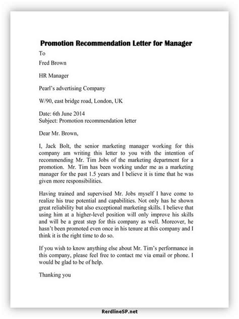 12 Amazing Promotion Recommendation Letter Sample And Template Redlinesp