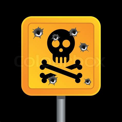 Sign Of Human Skull With Bones With Bullet Holes Stock Vector Colourbox