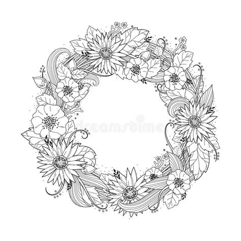 Intricate Flower Wreath Design Vector Illustration Decorative Design