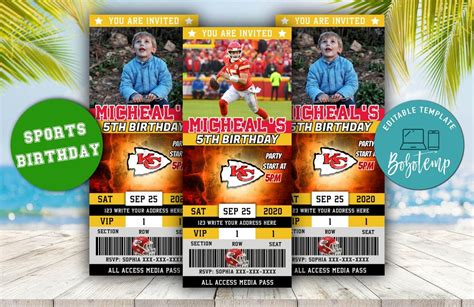 Kansas City Chiefs Birthday Party Ticket Invitaciones Diy