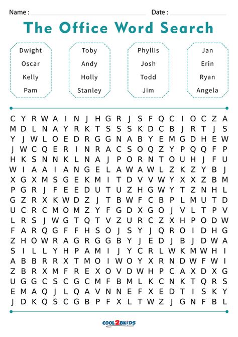 Printable The Office Word Search