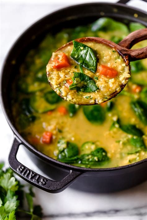 Red Lentil Soup With Spinach Spinach Recipes Daily Harvest Express