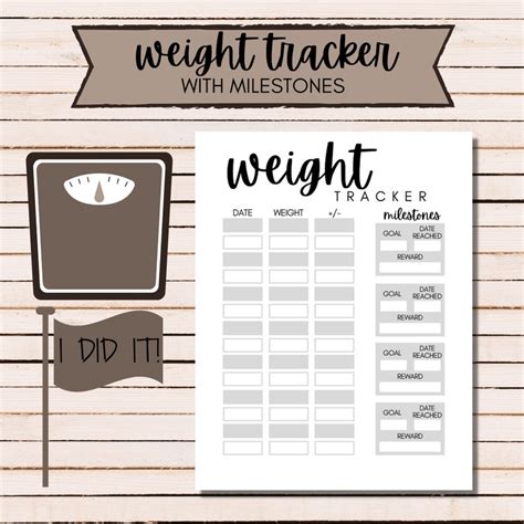 Printable Weight Tracker Weight Loss Chart Weight Progress Weekly