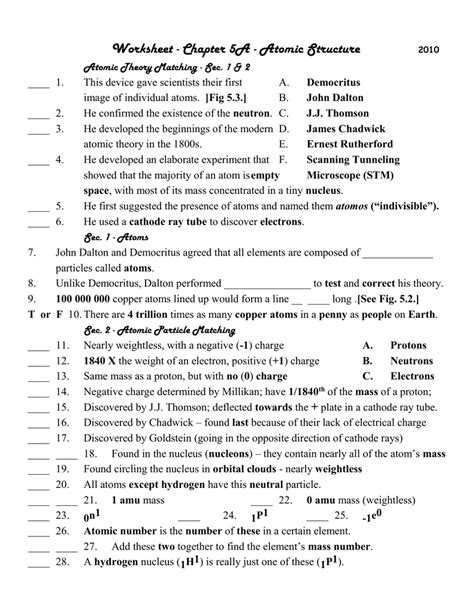 Answer the following questions, based on your knowledge of atomic structure. Chapter 5 Atomic Structure And The Periodic Table Answer Key | Brokeasshome.com