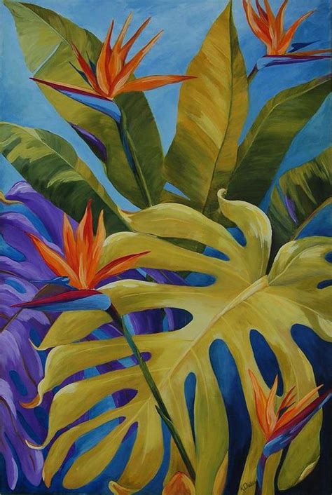 Pin By Isabel Diaz On Flores Tropical Painting Original Paintings