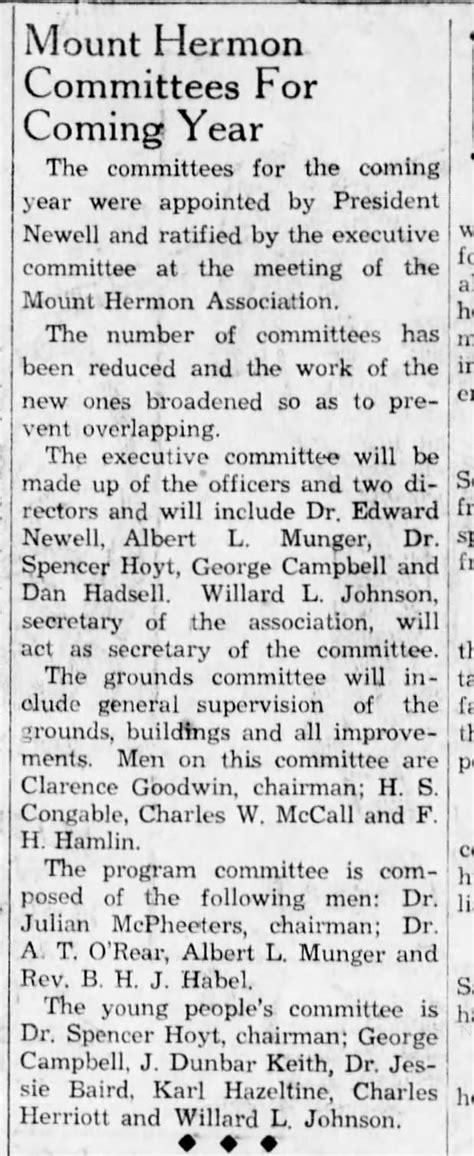 Dr Spencer Hoyt Executive Committee Mt Hermon Santa Cruz Sentinel Thu 31 Oct 1935 P 3