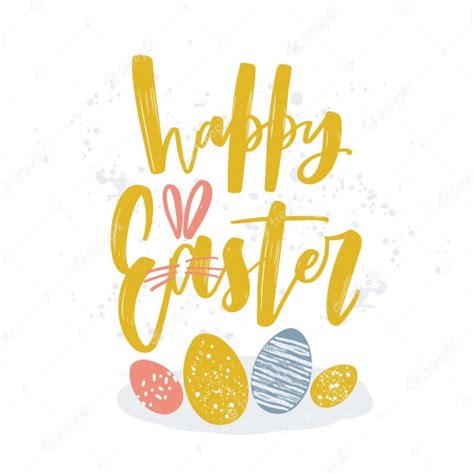 Premium Vector Happy Easter Lettering Or Holiday Wish Written With