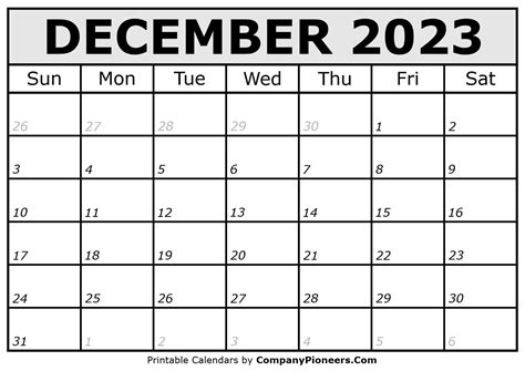 Free Floral December 2023 Calendar Printable