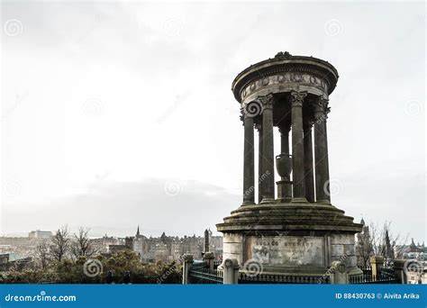 Dugald Stewart Monument On Calton Hill In Edinburgh Editorial Stock