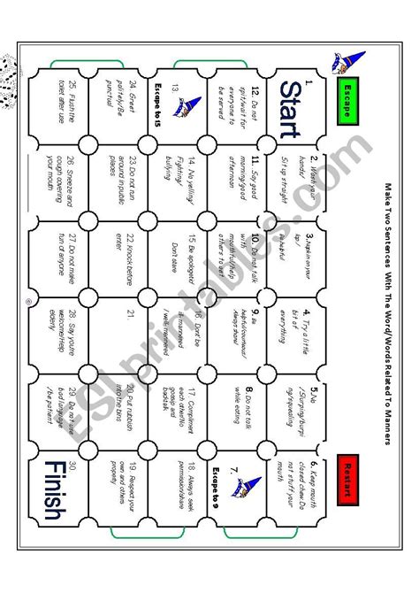 Board Game On Manners Esl Worksheet By Vedh