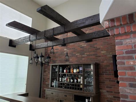 Faux Beam Installation for Living Room - Dining Room Remodeled Into Pub - Photo Contest
