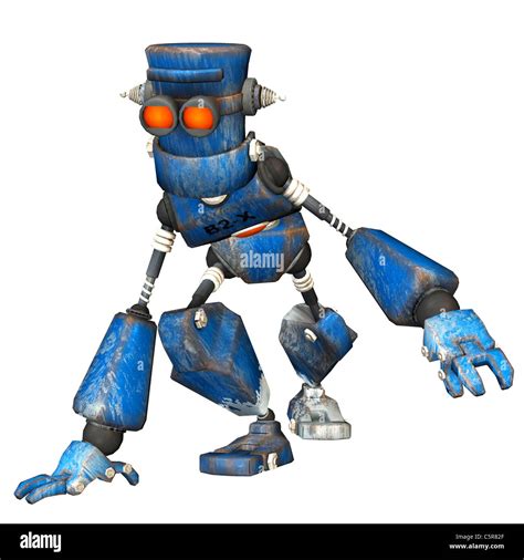 Beispiel Für Ein Blauer Roboter Isoliert Auf Weißem Hintergrund Stockfotografie Alamy