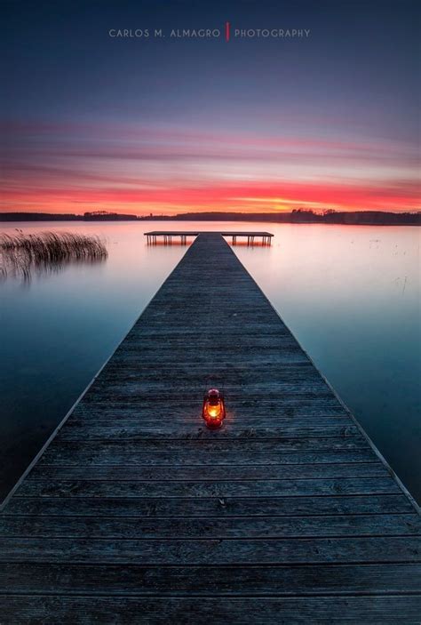 Calm Down Sunset Lake Pier Reflection Beautiful Nature Calming