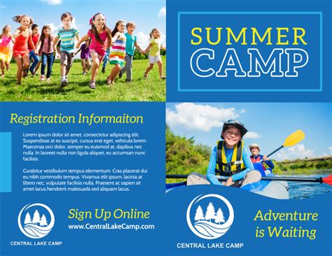 Blue Summer Camp Bi Fold Brochure Template Mycreativeshop