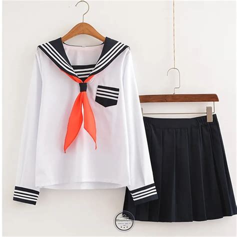 Free Shipping Navy Sailor Uniform Topskirttie Teen Girls Anime