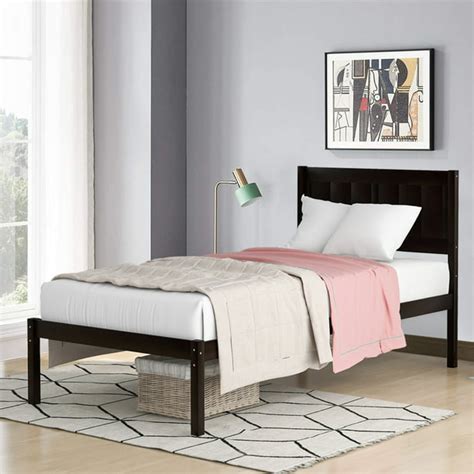 Wood Platform Bed Twin Size Modern Heavy Duty Platform Bed With