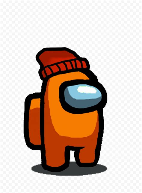 Hd Orange Among Us Character With Beanie Hat Png Citypng