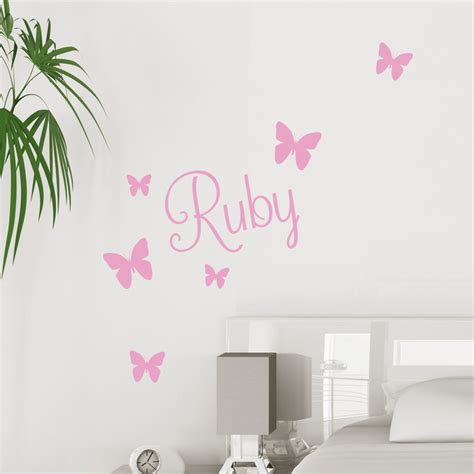 Personalised Name Sticker With Butterflies Vinyl Sticker Shack