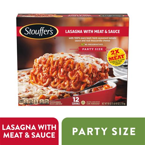 Stouffer S Party Size Lasagna With Meat Sauce Frozen Meal 90 Oz