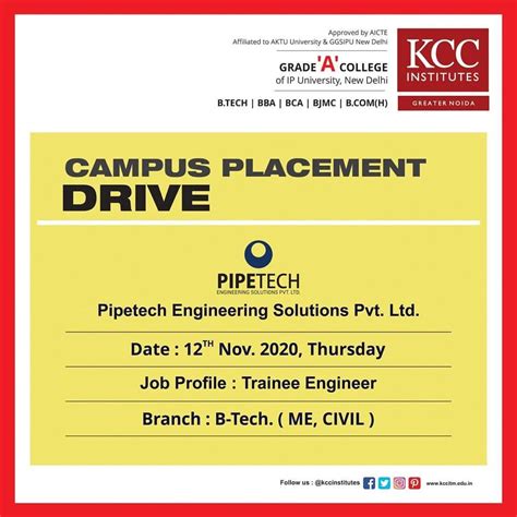 Campus Placement Drive For Pipetech Engineering Solutions Pvt Ltd On