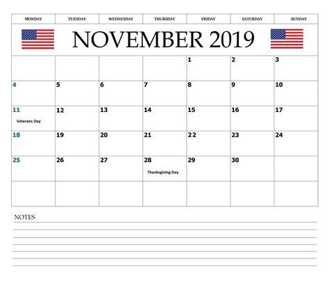 November 2019 Usa Federal Holidays Calendar Holiday Calendar Usa