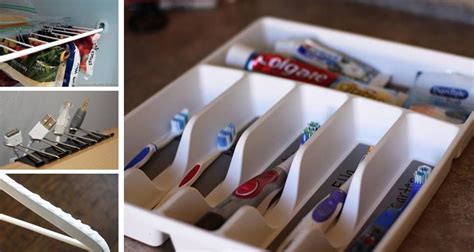 Store Toothbrushes And Toothpaste In A Cutlery Organizer Toothbrush