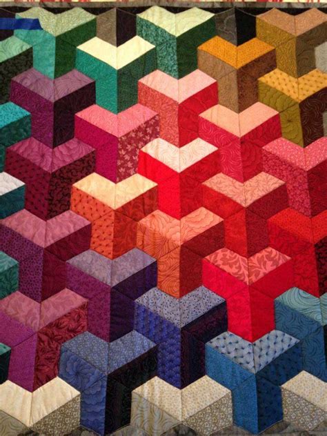 Half Hexagon Optical Illusion Quilts Geometric Quilt Quilt Patterns