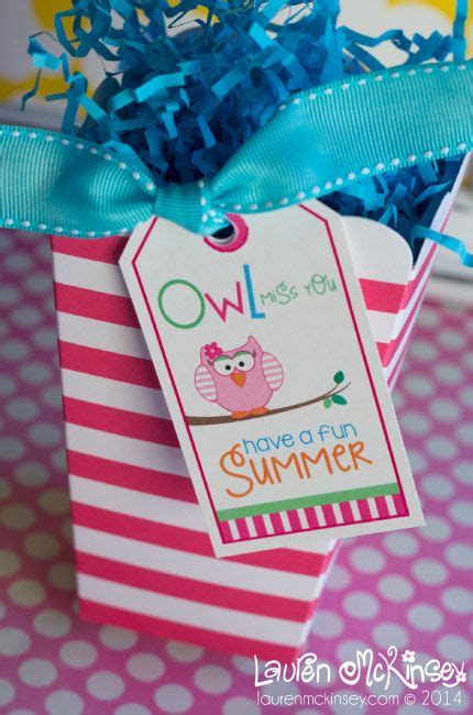 This free party printable set is made for girls and includes an invitation card, cupcake toppers, labels, thank you tags, water bottle labels and straw flags. ADORABLE hanging gift tags with the sweet message OWL MISS ...