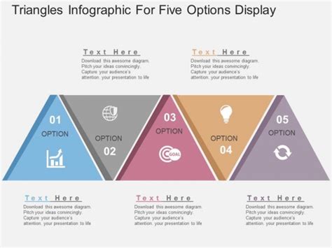 Triangles Infographic For Five Options Display Powerpoint Templates