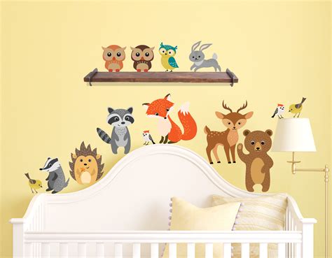 Forest Animals Wall Decals Peel And Stick Bear Fox Owl Bunny
