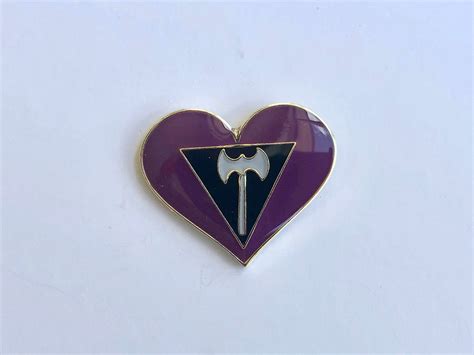 labrys lesbian heart pin brooch badge lgbt etsy