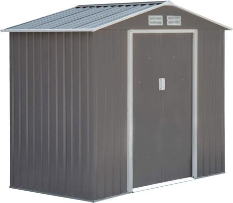 Outsunny X Outdoor Metal Garden Storage Shed Gray White My Xxx Hot Girl