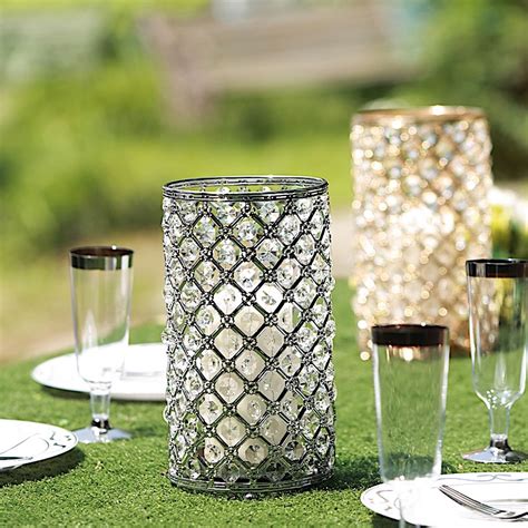 9 Tall Crystal Beaded Metal Candle Holders Wedding Centerpieces