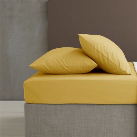 Catherine Lansfield Easy Iron Percale Fitted Sheet Ochre Yellow