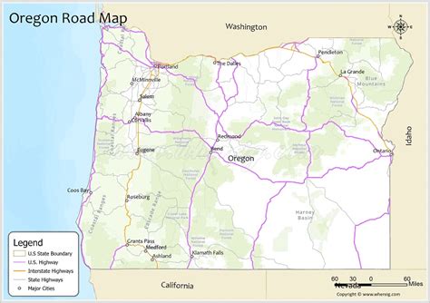 Oregon Road Map Check Us And Interstate Highways State Routes Whereig