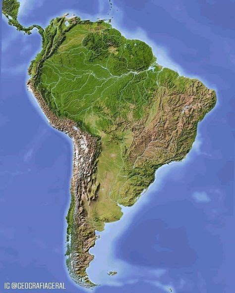 América Do Sul Relevo Mapa Topográfico Mapa Brasil Mapa