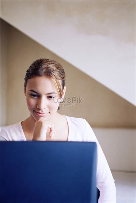 Woman In Front Of Computer Picture And Hd Photos Free Download On Lovepik