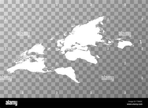 White Worldwide Map In Isometric View On Transparent Background Stock
