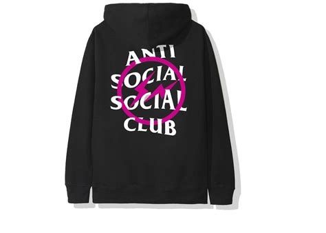 Anti Social Social Club X Fragment Pink Bolt Hoodie Fw19 Black Fw19