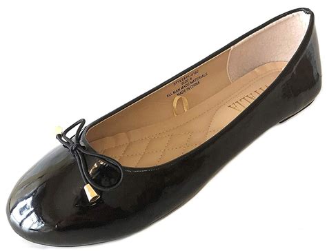 Shoes 18 Womens Ballerina Ballet Flats Shoes With Bow 8500 Black Patent