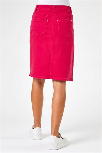 A Line Knee Length Denim Skirt In Pink Roman Originals Uk