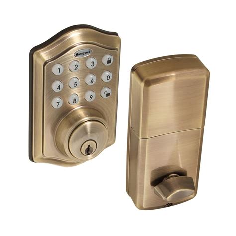 Honeywell Electronic Keypad Antique Brass Deadbolt Lock 8712109 The