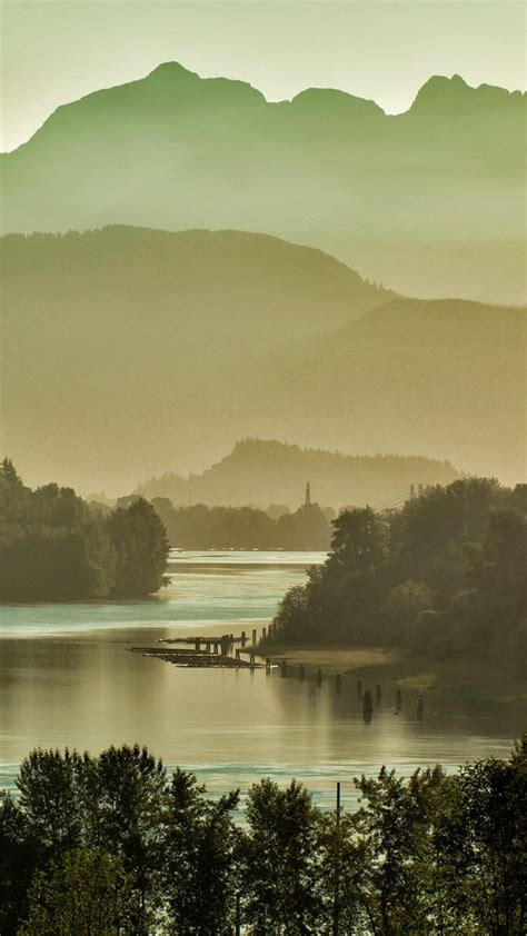 The Fraser River East Of Vancouver British Columbia Canada With The